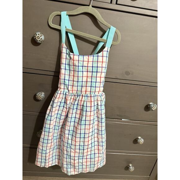 Classic Prep Plaid Dress girls size 6 Lines Cotton elastic Back EUC - Picture 1 of 8